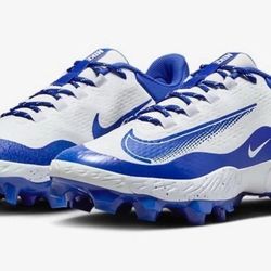 Brand New Nike Alpha Huarache Elite 4 Low MCS White Blue Baseball Cleats Men Sizes 8.5, 9.5, 10, 10.5, 11, 12, 13