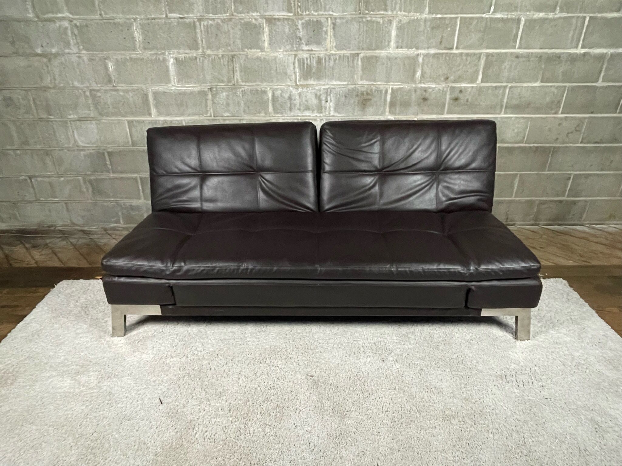 Brown Leather Futon “WE DELIVER”