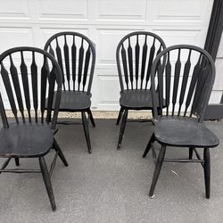 (4) Four Windsor Style Wooden Wood Kitchen Dining Room Chairs Very Sturdy