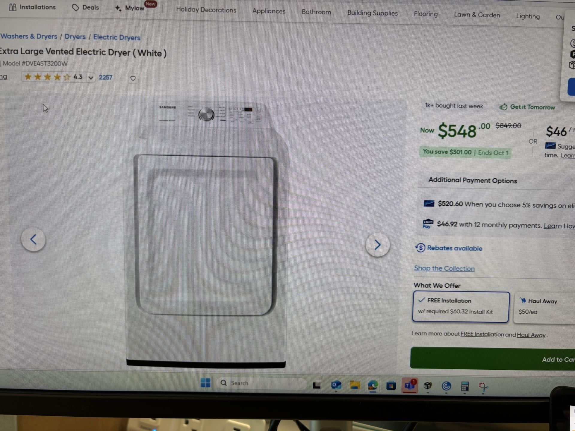 Samsung washer/ dryer Set