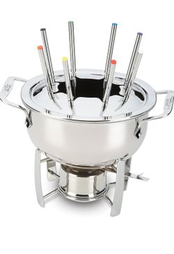 All-Clad Specialty Stainless Steel Fondue Set 12 Piece Pots and Pans, Cookware Silver-NEW In Box