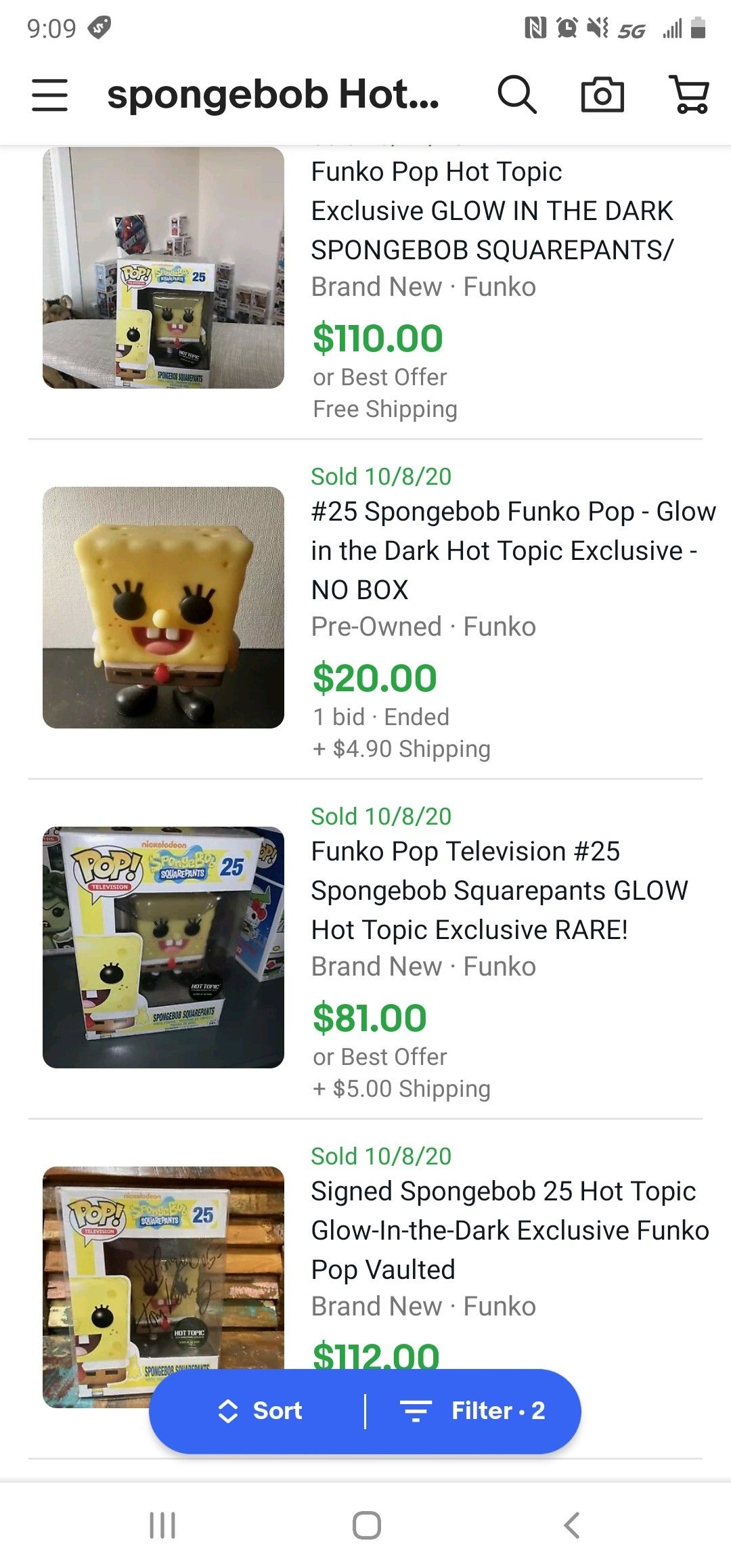Funko Pop Spongebob Squarepants HT exclusive GITD