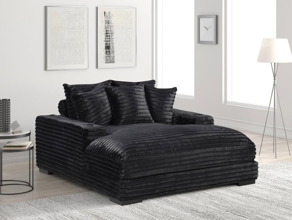 Brand New Brand New Modern Plush Corduroy Chaise Sofa with USB Charger and Cup Holder