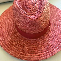 BRIXTON red Straw Hat L 