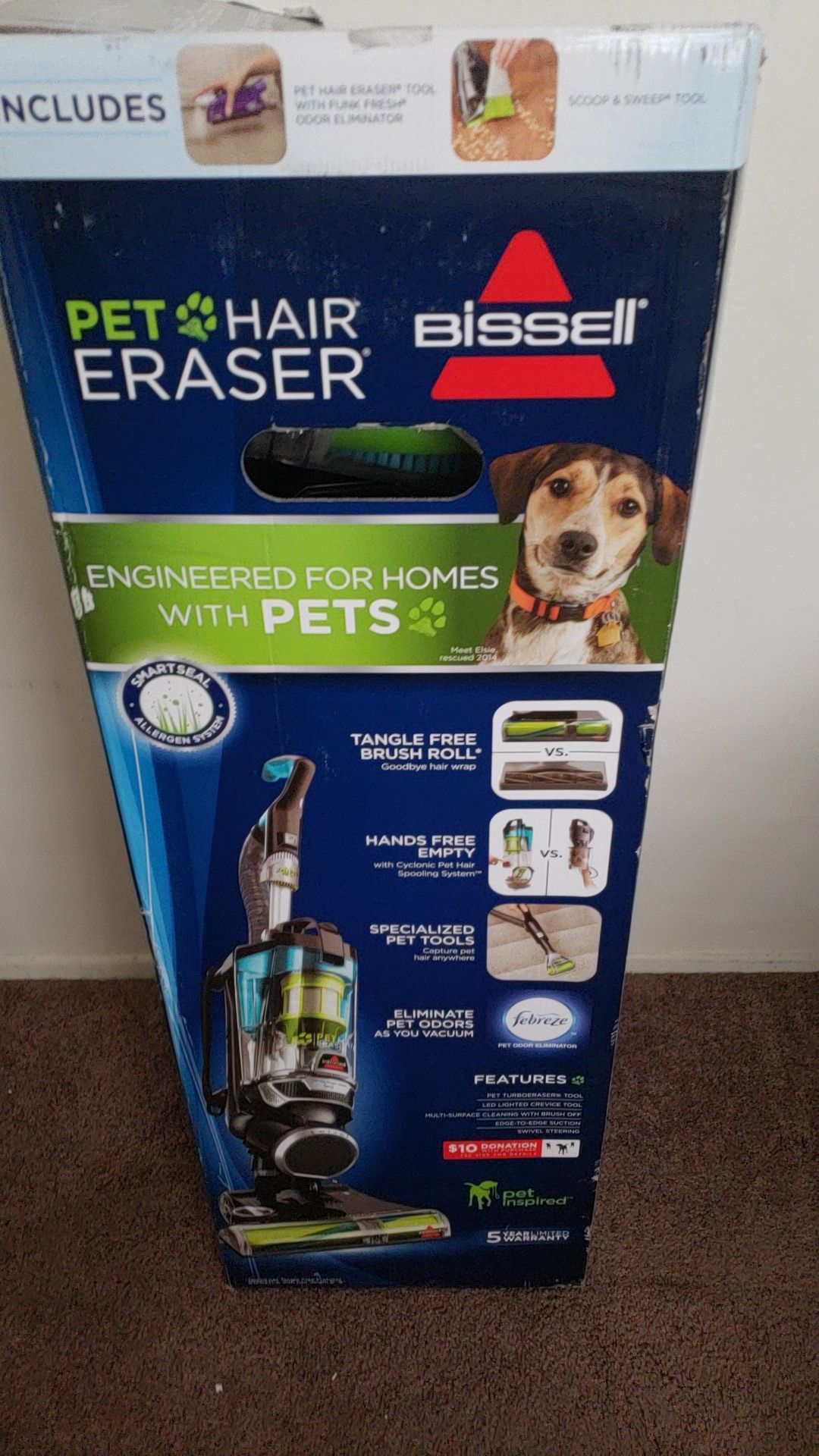 Bissell Pet Hair Eraser Lift-Off 2087 Upright Vacuum - Bagless - Febreze Filter/Pleated Filter/Mesh/Foam Filter - Disco teal