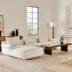 Free Delivery NEW IN-BOX Rosello Lounge 4-Piece Modular Sectional + OEKO TEX Fabric in White (MSRP $3,800+tax)