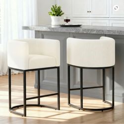 2 modern barrel back counter stools