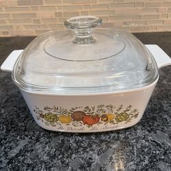 Corning Ware Le Persil La Sauge Spice Of Life Dish W/Lid - A-1 1/2 -B 1 1/2 Qt 