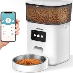 Automatic Cat Feeder, 4L WiFi Pet Food Dispenser for Cats and Dogs APP Control Auto Pet Feeder Up to 20 Portions15 Meals per Day Low Food Alarm White