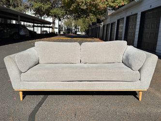 🔥Mid-Century Modern Style Gray Sofa – Like New, Wood Legs