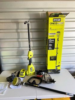 Ryobi ONE+ HP 18V Brushless Whisper Series 15 in. Cordless Attachment Capable String Trimmer with 4.0 Ah Battery and Charger