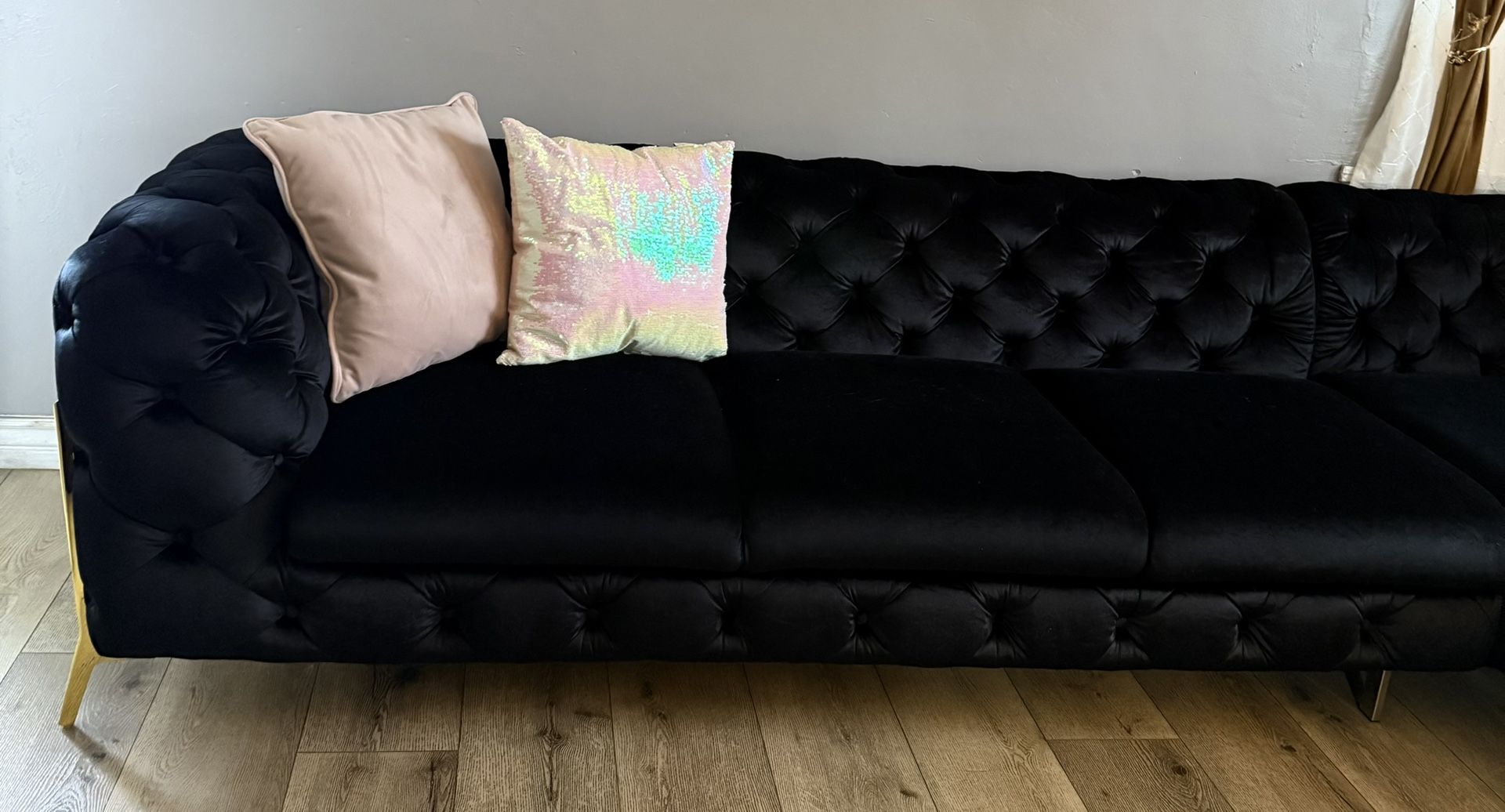 Black Velvet Couch Sofa 
