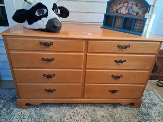 8-Drawer Wooden Dresser with Brass Handles