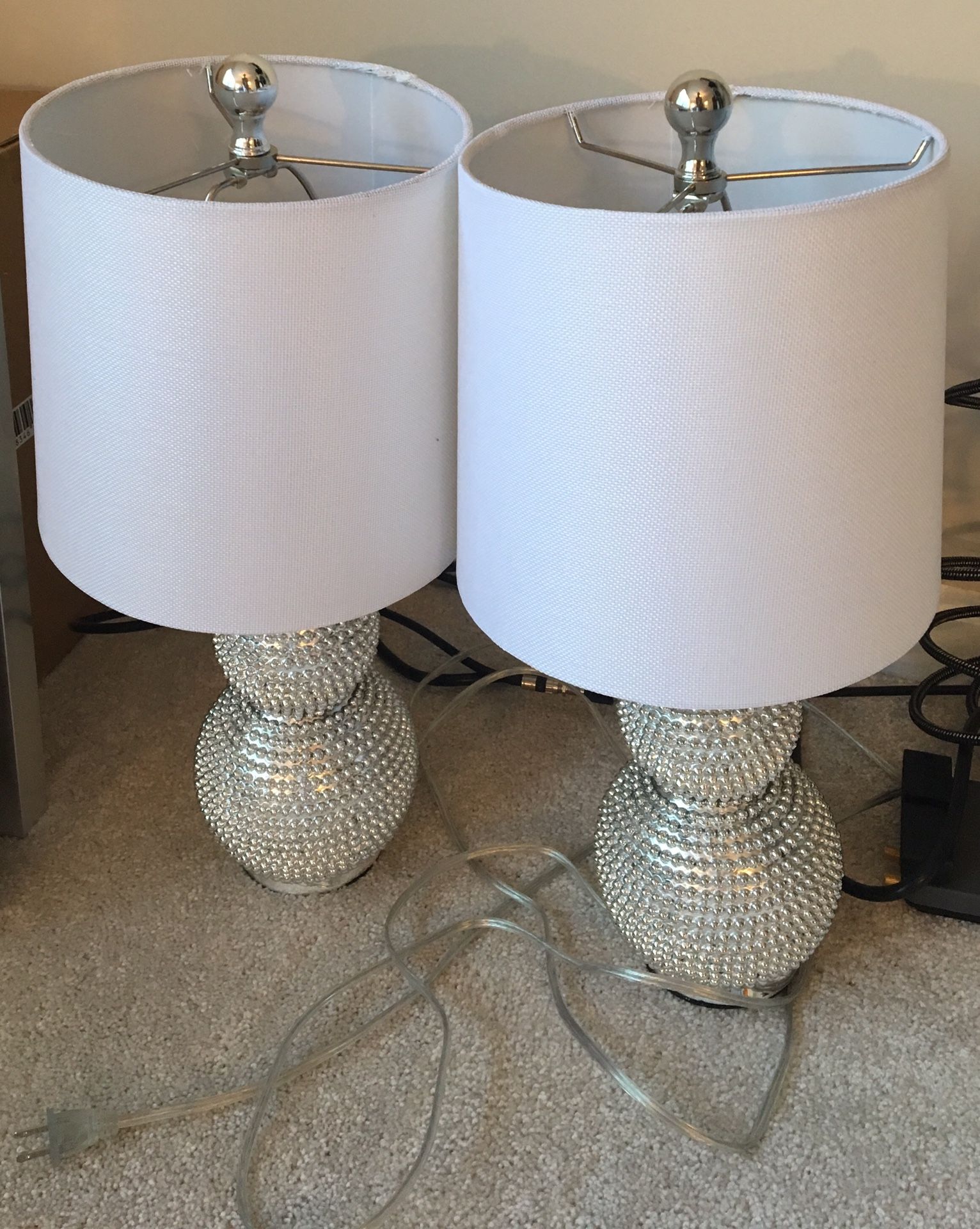 Two Silver Beaded Lamps