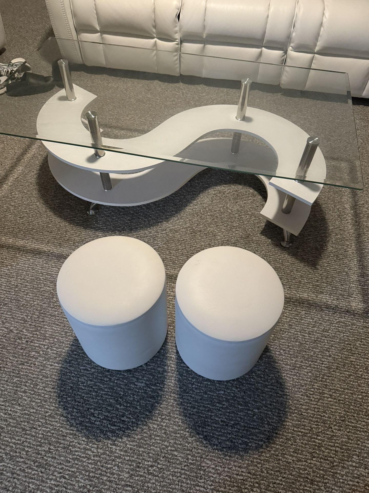 Glass Coffee Table With Stools