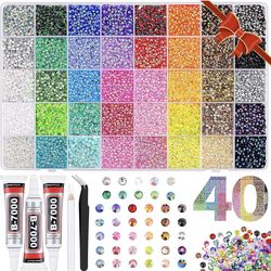 36000Pcs 40 Colors Resin Jelly Rhinestones Kit with B7000 Glue & Tools
