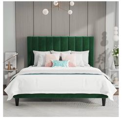 Queen Mattress & Emerald Green Bed Frame w Headboard