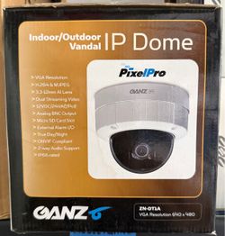 GANZ PixelPro IP Dome Camera ZN-DT1A VGA Resolution Indoor/Outdoor Night Vision