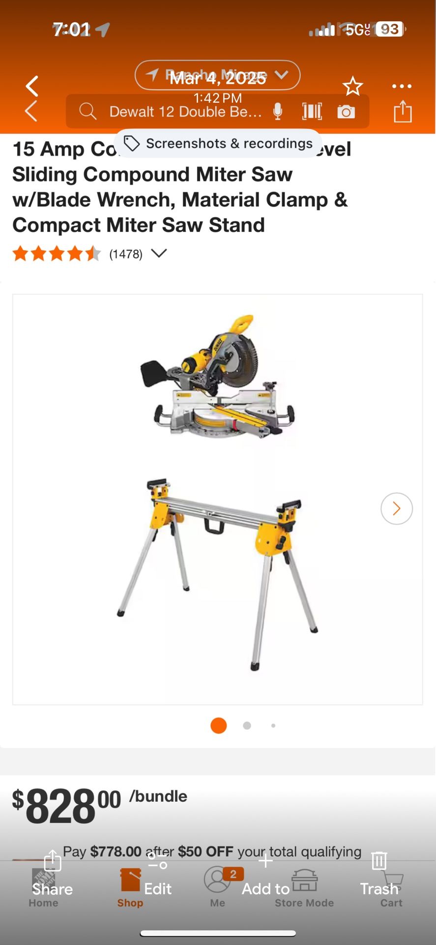 Dealt 12 Inch Double Miter Saw And Stand