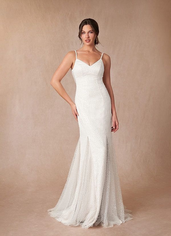 Azazie Beaded Wedding Dress - Never Worn