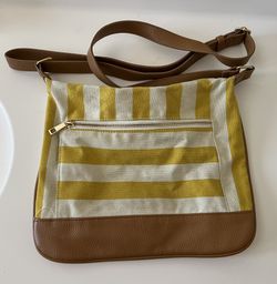Yellow Striped Crossbody Bag
