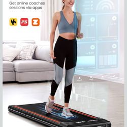 Walking Floor Flat Treadmill- 2 in 1 Under Desk Treadmill for Home/Office with Remote Control