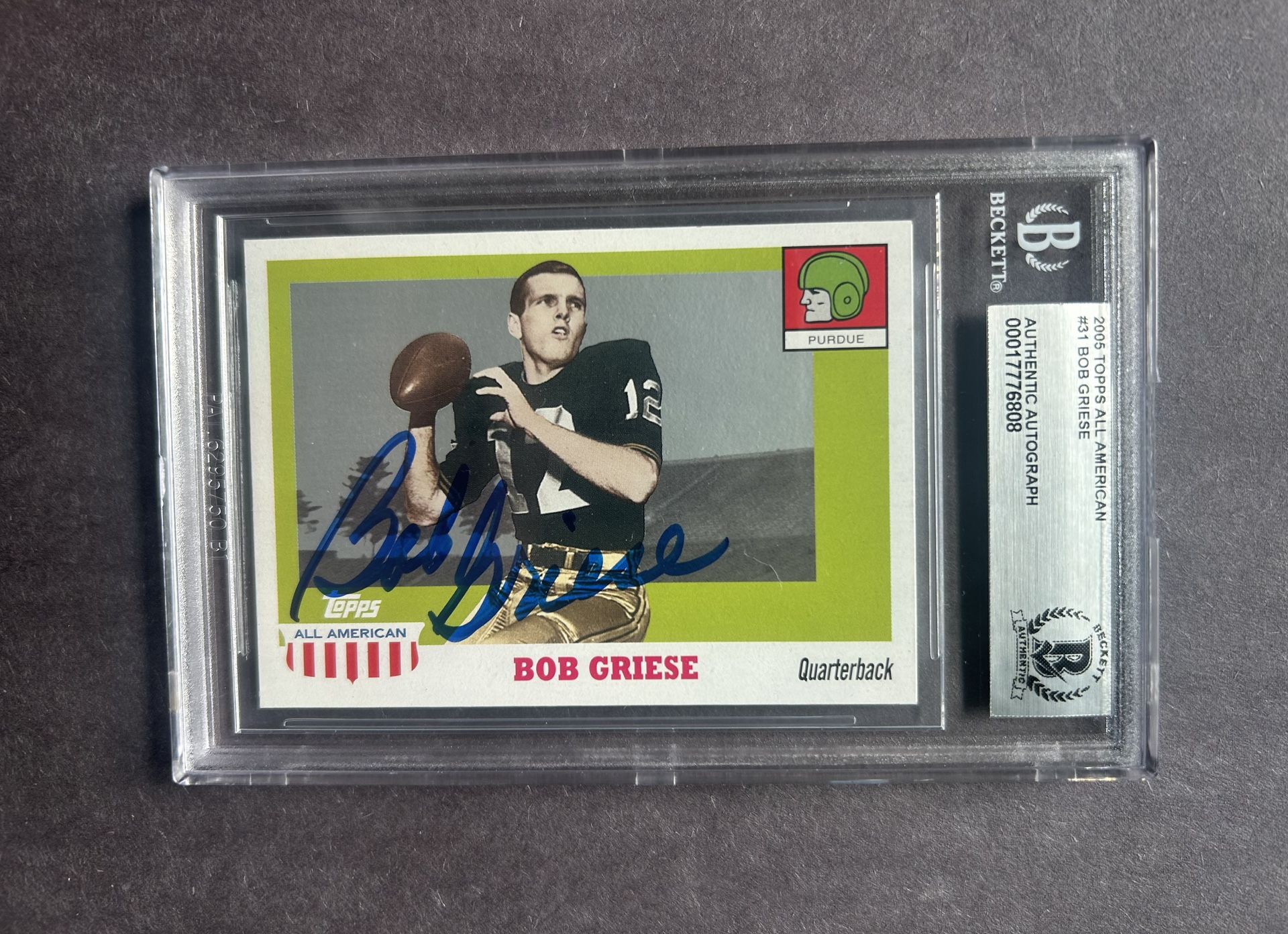 2005 Topps A.A. Bob Griese signed. Beckett Authenticated Autograph. Negotiable