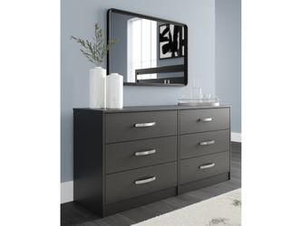 Finch Black Six Drawer Wide Dresser