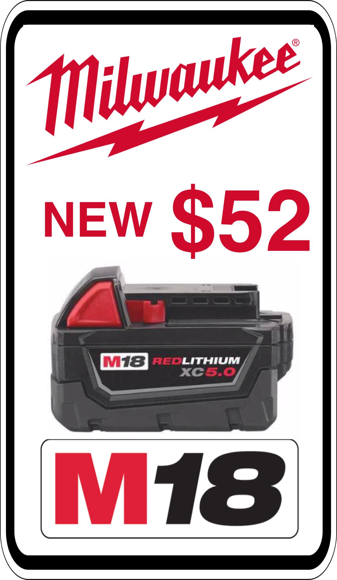 BRAND NEW - Milwaukee M18 5.0 Battery - We accept trades & Credit Cards - AzBE Deals