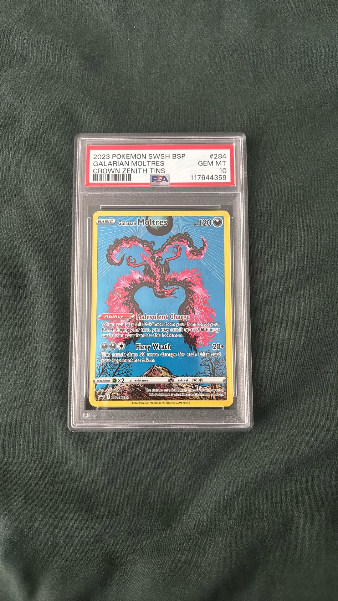 PSA 10 Galarian Moltres SWSH284 Promo Crown Zenith Holo Pokemon Card - Gem Mint