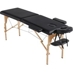 Portable Folding Massage Table, Height-Adjustable Lash Bed, Black