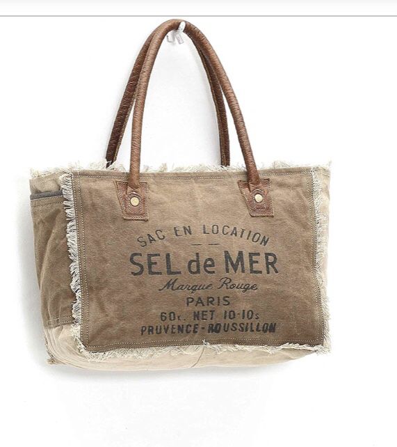 New Myra Bags Womens Leather Handle Sel de Mer Brown Toteu