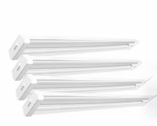 4 ft. 42-Watt 4000K Bright White 2-Light 4000 Lumens White Integrated LED Linkable Hanging Shop Light Fixture (4-Pack