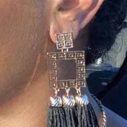 Beautiful Gold & Black Fringe Earrings 