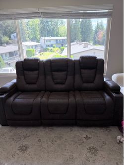 Power Reclining Sofa in Dark Brown