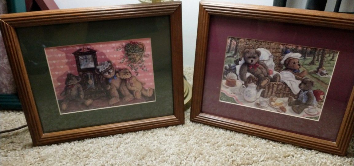 Vintage Teddy Bear Prints- Set Of (2)