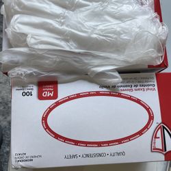 Vanguard #A21A12 Vinyl Exam Gloves, Medium - Box of 100 Gloves