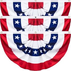 Box of 9 3 X 6 Feet American US Patriotic Half Fan Bunting Flag