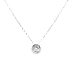 0.17 Cttw. 14K White Gold Halo Diamond Pendant Necklace