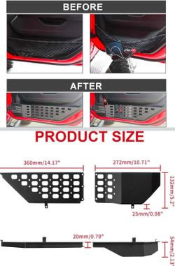 Metal Front Door Pocket Storage Box for Jeep Wrangler JL JLU 4XE 2018-2026 & Gladiator JT 2020-2023