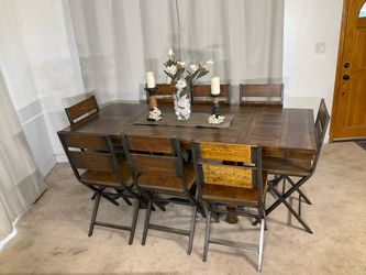 Ashley Furniture Dining Table with 2 Extensions & 8 Chairs