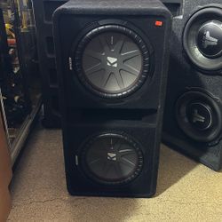 Pair Of 12” Kicker Comp R Loaded In aDual 12” Subwoofer Enclosure Car Audio Speakers 