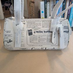 New With Tags Coach Asher Shoulder Bag with Newspaper Print In Pebbled Leather/Chalk Multi CDC11