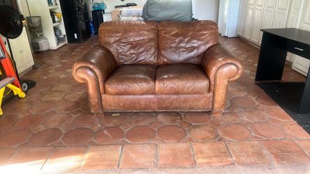 Brown Leather Loveseat