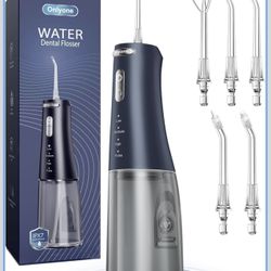 Water Dental Flosser, 300ML Portable Oral Irrigator for Teeth, 4 Modes and 5 Jet Tips,Rechargeable Irrigation Cleaner,Electric Flossing Machine Power 