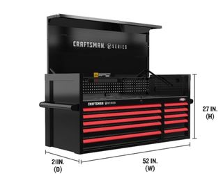 CRAFTSMAN Top Chest: 10 Drawers, Heavy Duty, 27 in Overall Wd, 57 3/8 in Overall Dp, Keyed