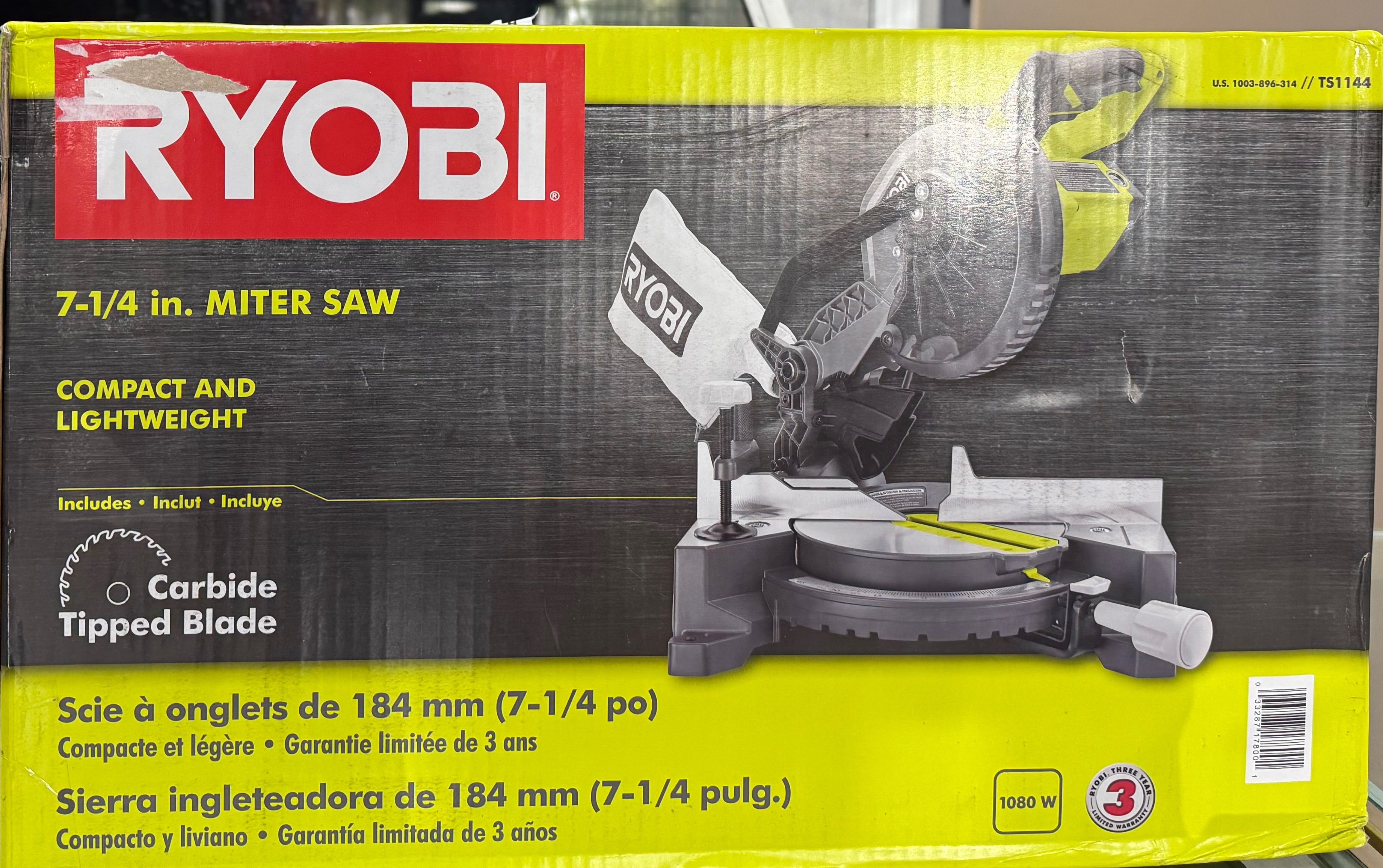 Ryobi 9 Amp Corded 7-1/4 in. Compound Miter Saw TS1144 NEW