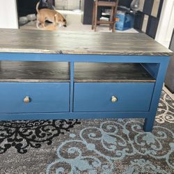 Professionally refinished Hemnes TV bench.