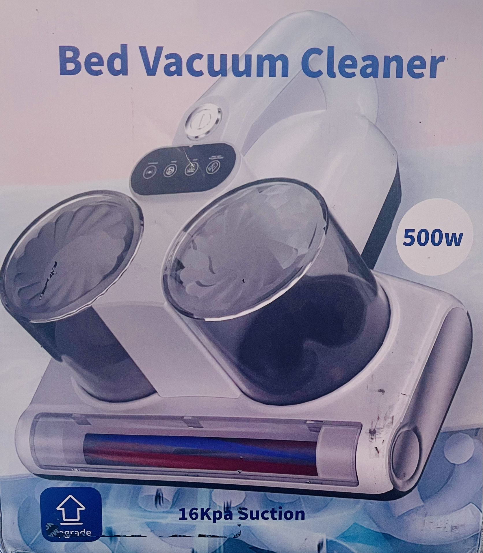 Bed Vacuum Cleaner Mattress Vacuum with UV 16Kpa Suction HEPA Filter 253.7nm UV-C Light & 30000 Rpm/Min Brushroll Rotation & Heating & Ultrasonic Quin