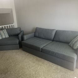Oversized Dark Gray Couch And Chair 